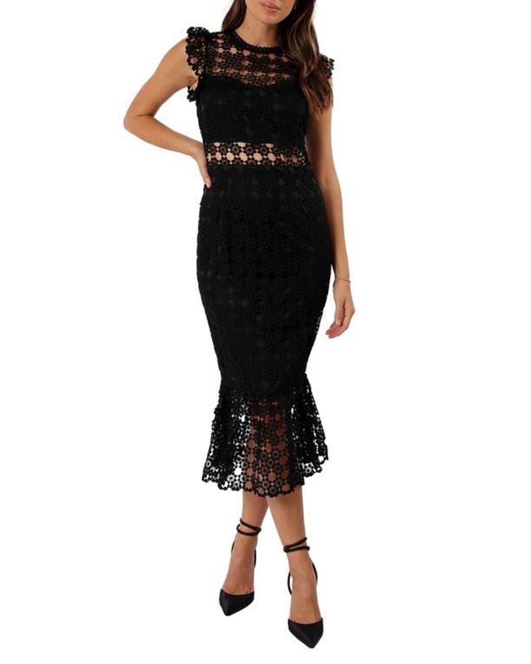 blue lace mermaid dress Navy Blue V Neck Sequin Lace Mermaid Long Prom Dresses – luladress main image 1