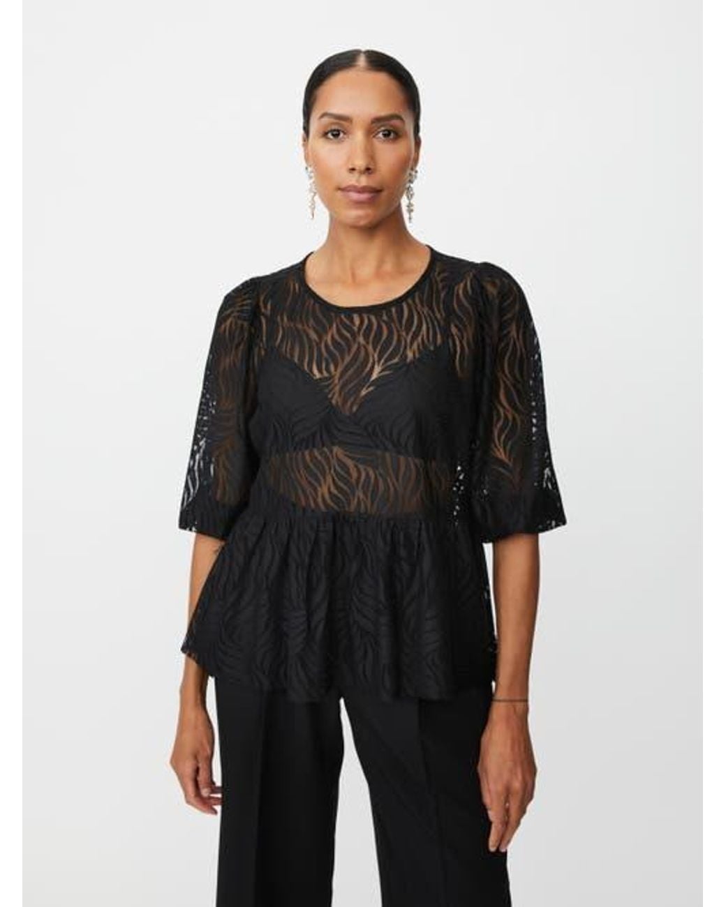Masai Black Lace Peplum Top