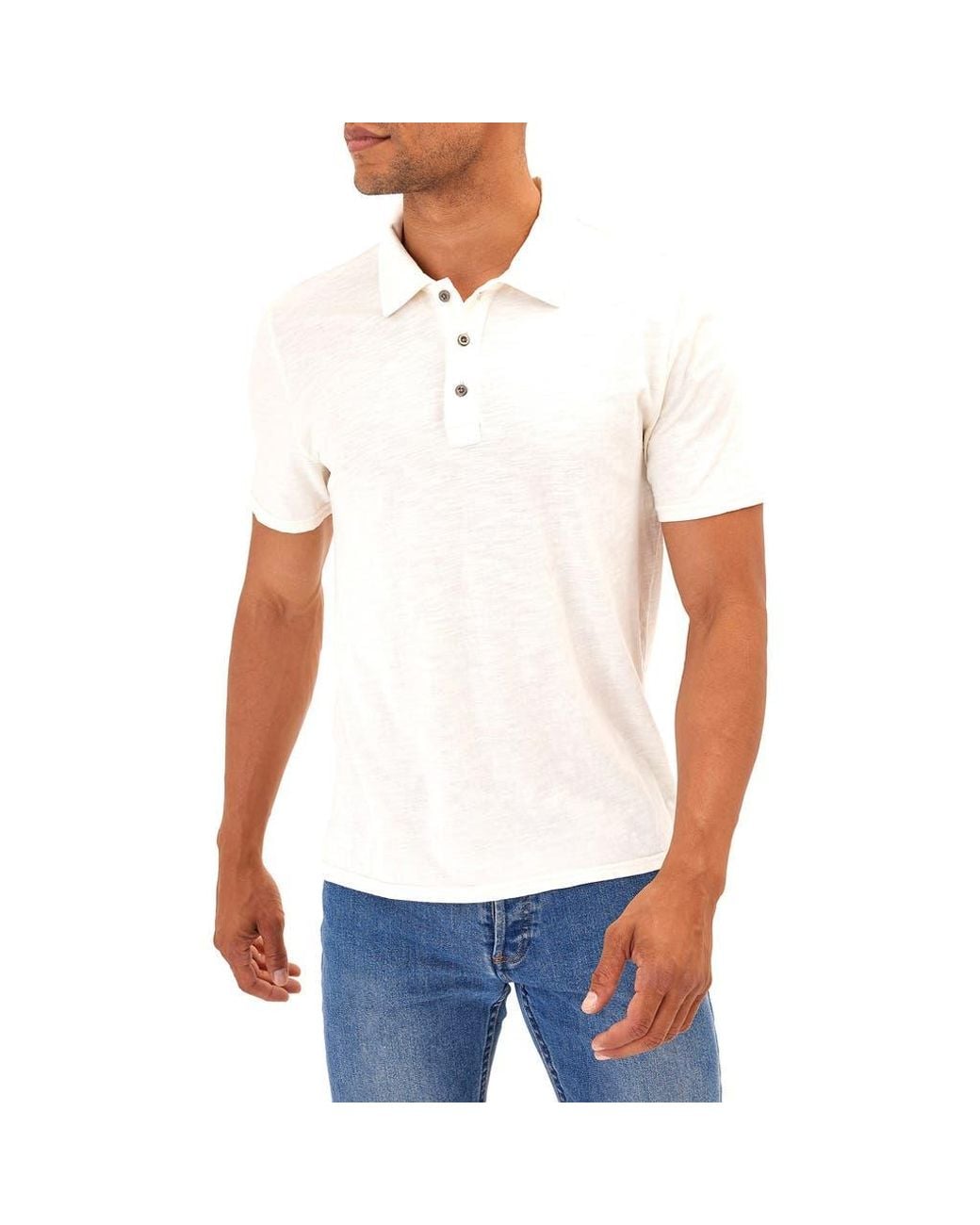 Threads For Thought White Slub Jersey Polo for men