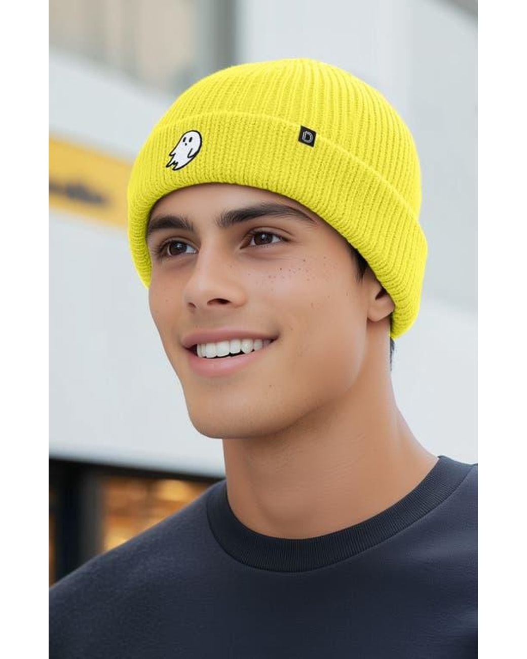 Alix Yellow Ghost Beanie for men