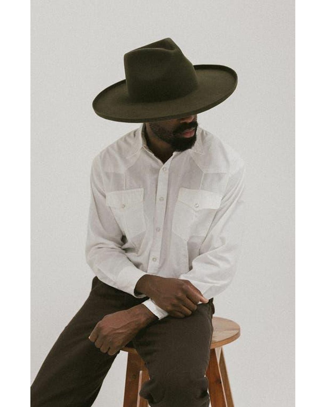 Two Roads Hat Co. Brown Five Points Wide Brim Fedora Hat for men