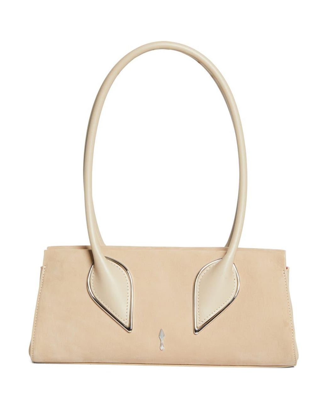 Christian Louboutin Natural Medium Baguette Nubuck Leather Shoulder Bag