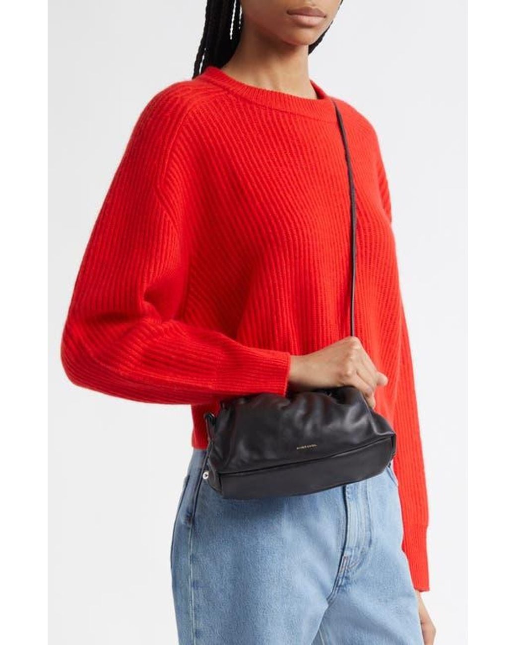 Mansur Gavriel Black Mini Cloud Leather Clutch