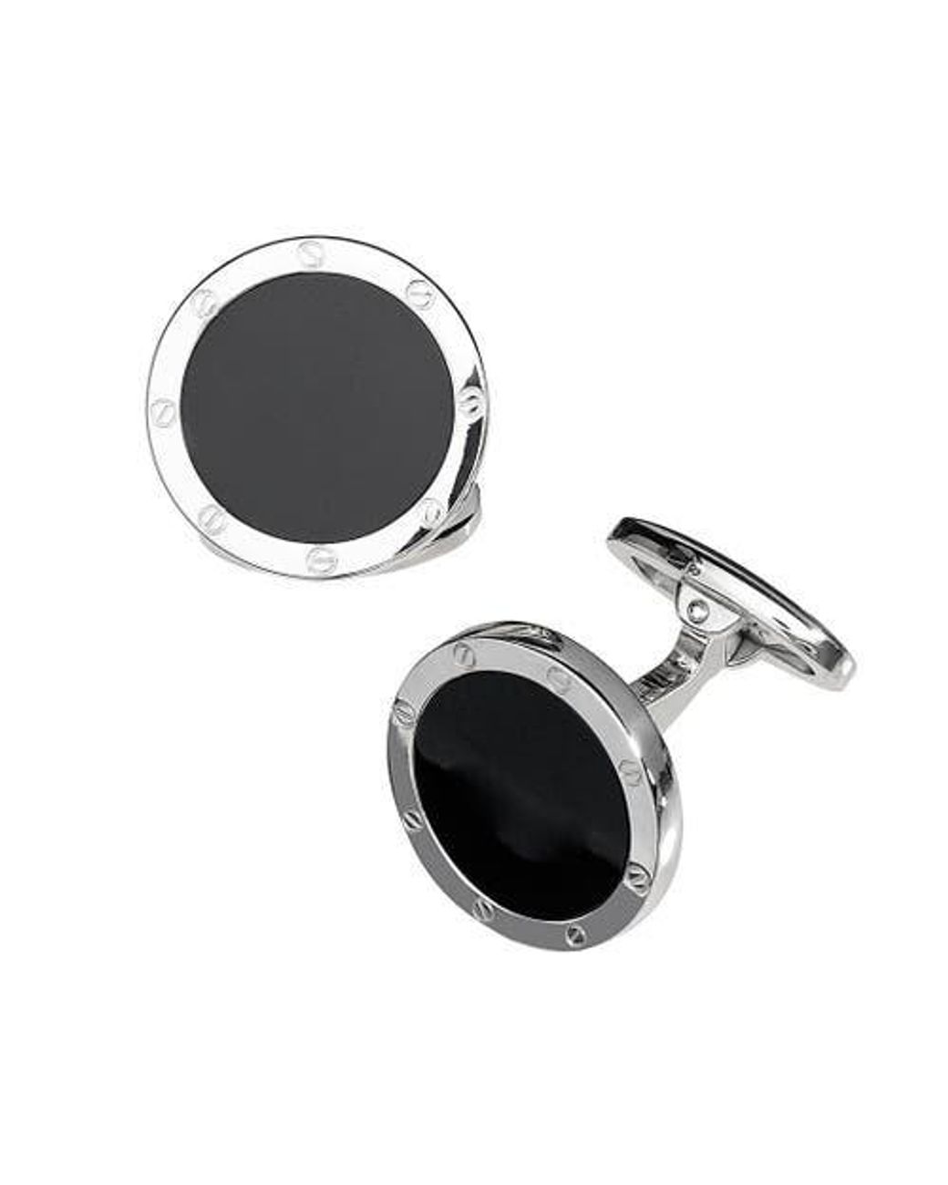 Jan Leslie Black Rivet Etch Sterling Cufflinks for men