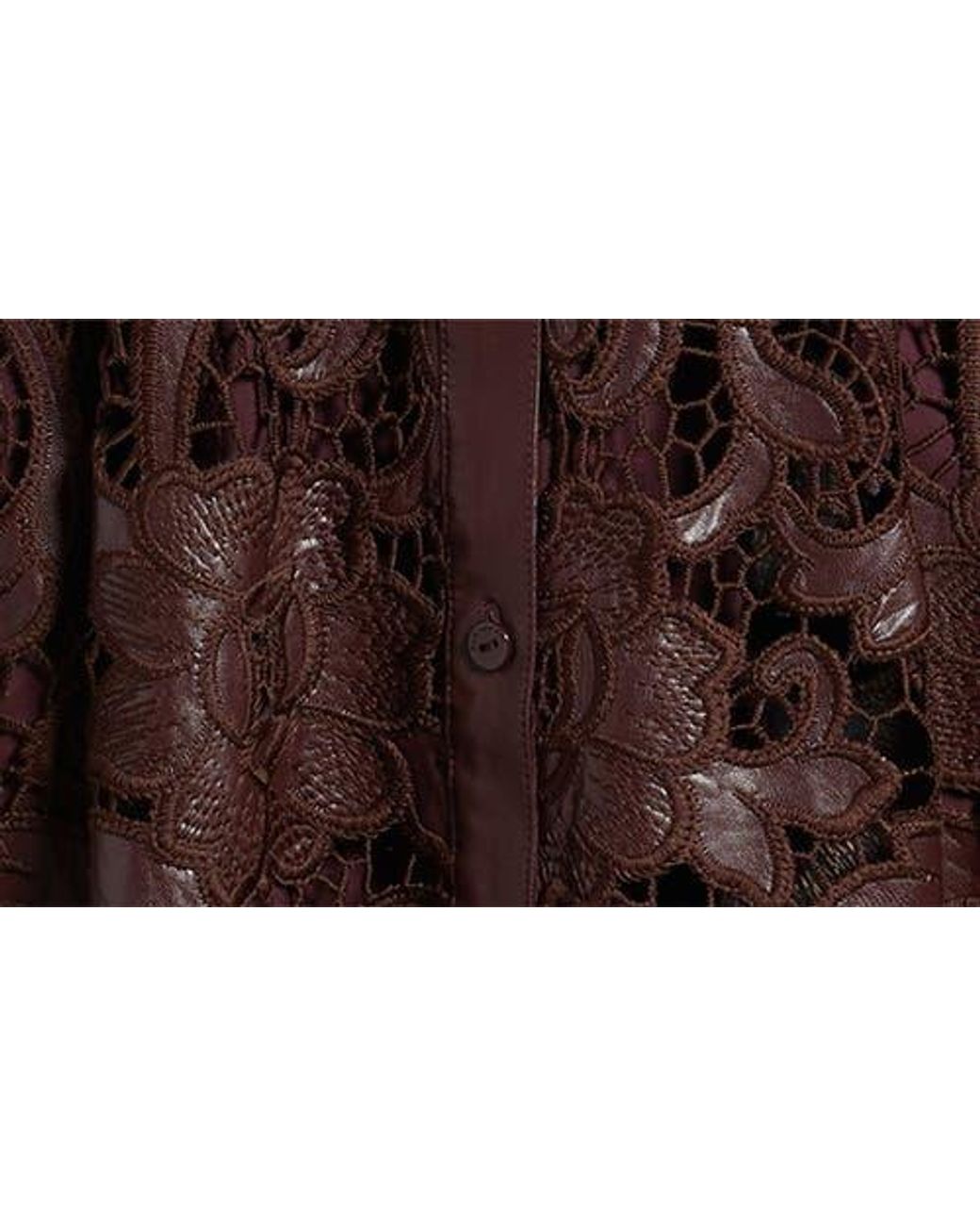 Tahari Chayenne Long Sleeve Faux Leather & Lace Shirtdress in Brown | Lyst
