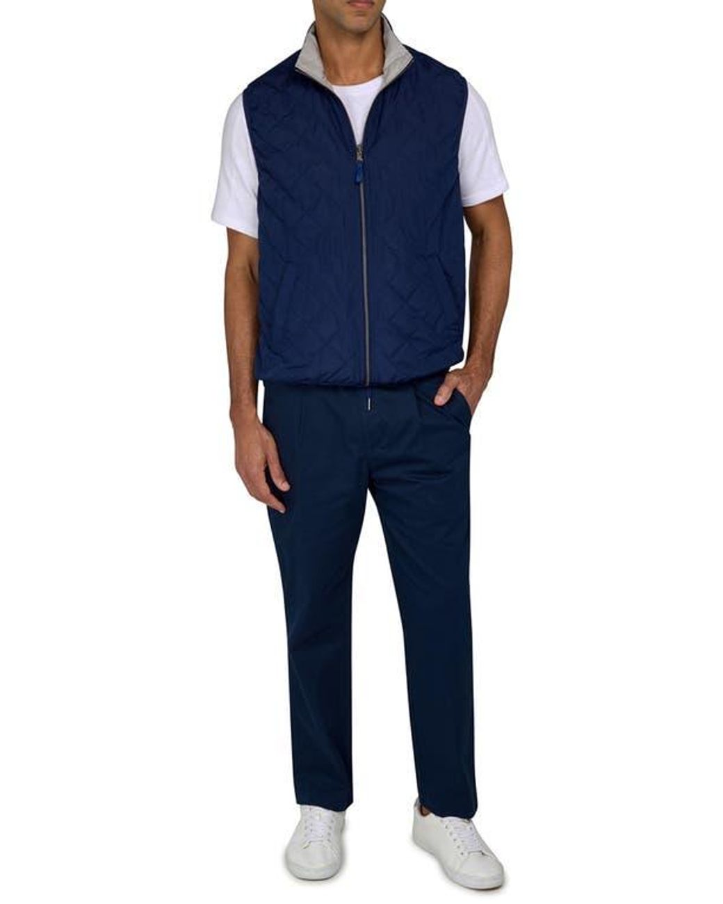 Con.struct Blue Solid Reversible Vest for men
