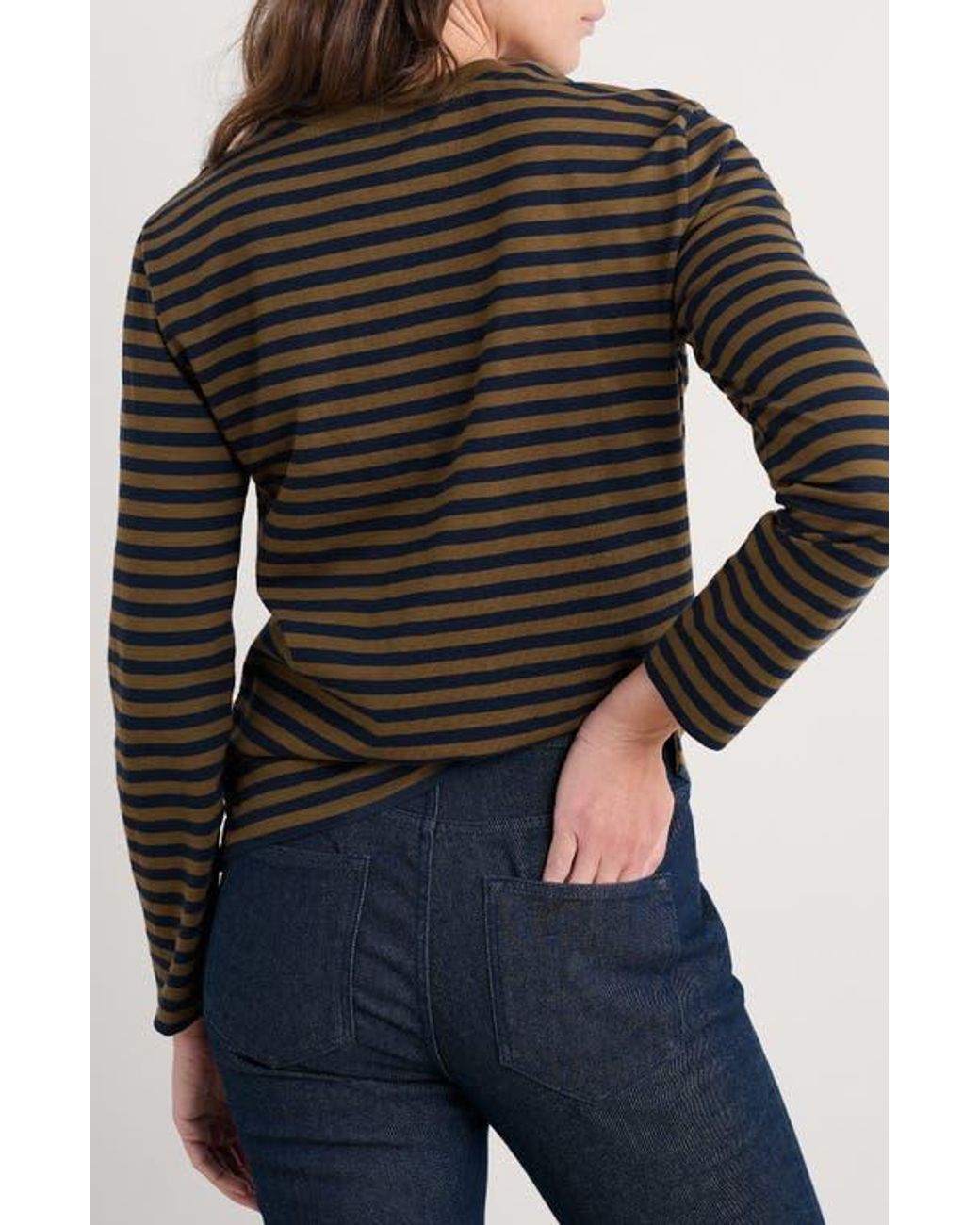 Haut Femme Seasalt Manches Longues Rayé En Coton - Marron - Neuf Sans étiquettes (modifié)