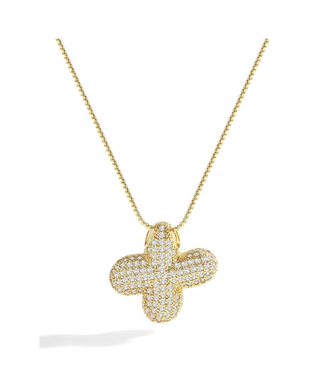 Mint & Lily Metallic Pave Bubble Initial Necklace
