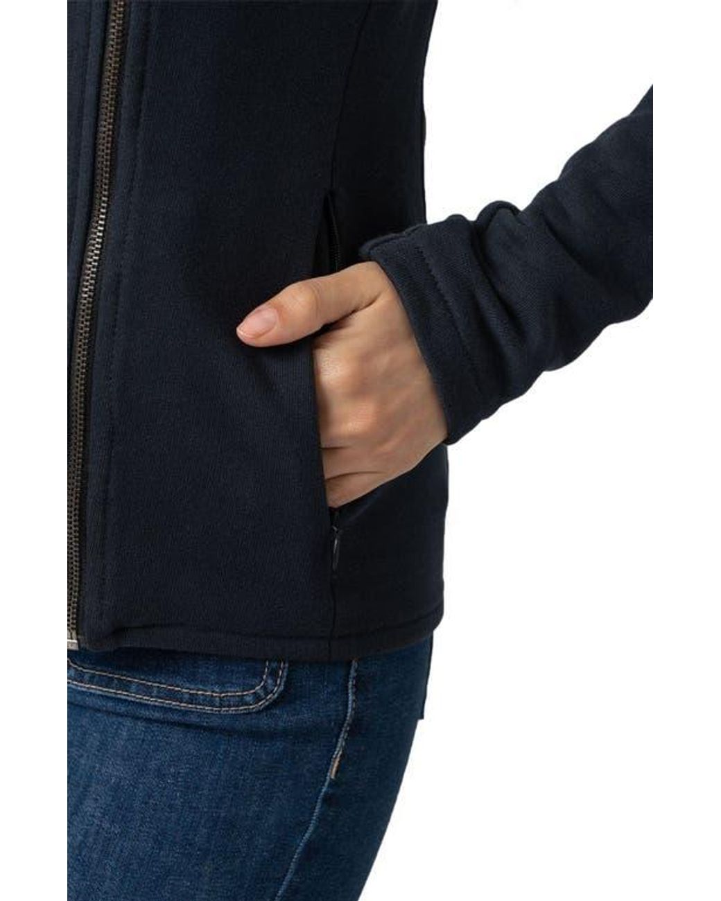 Saint + Sofia Blue Cotton Biker Jacket