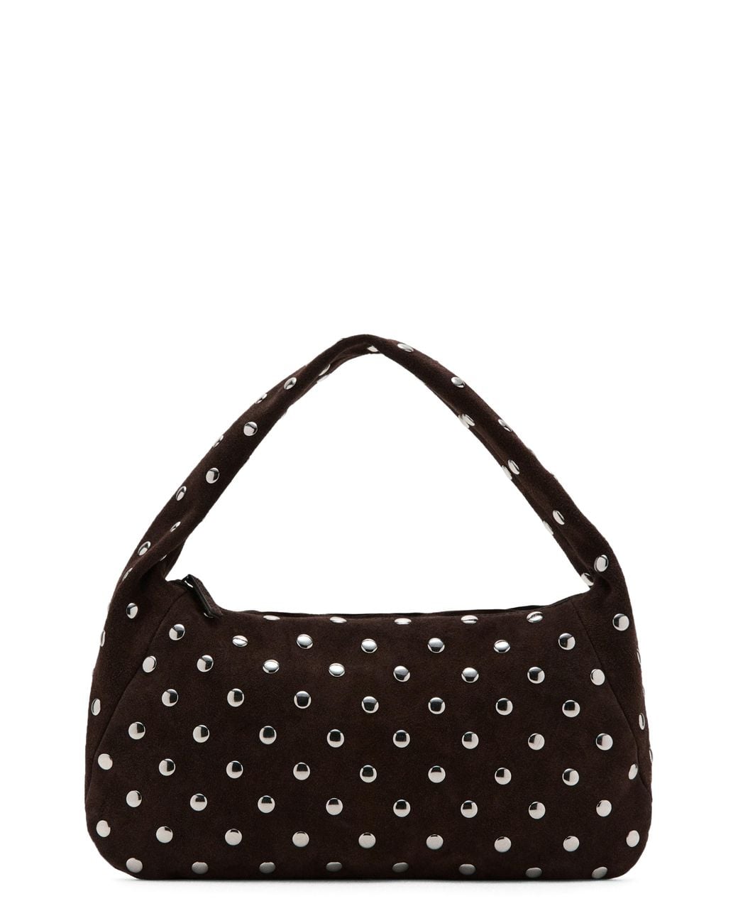 Mango Black Studded Suede Shoulder Bag