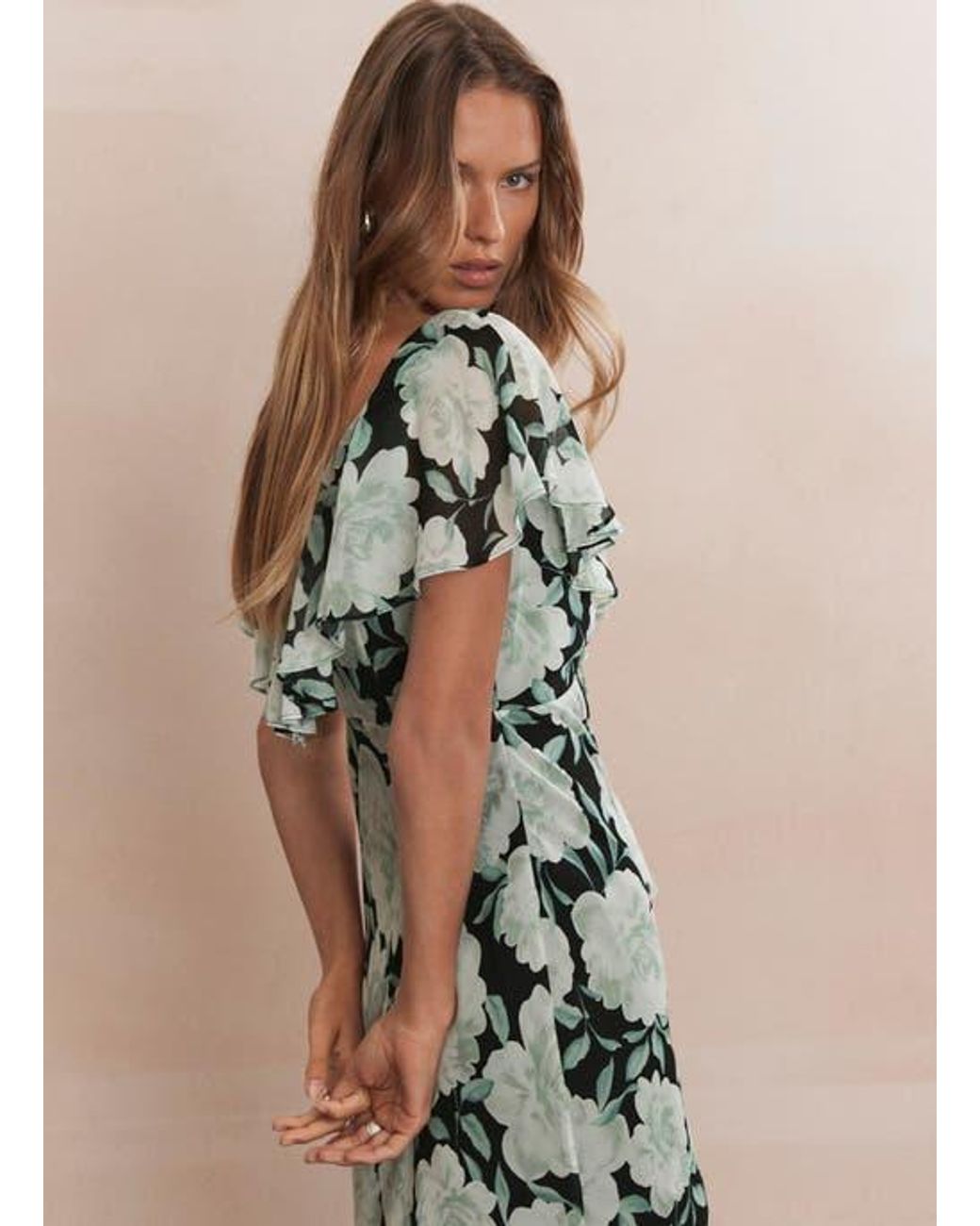 slim fit dress slacks Blue Cotton Floral Print Midi Dress – Mint Velvet