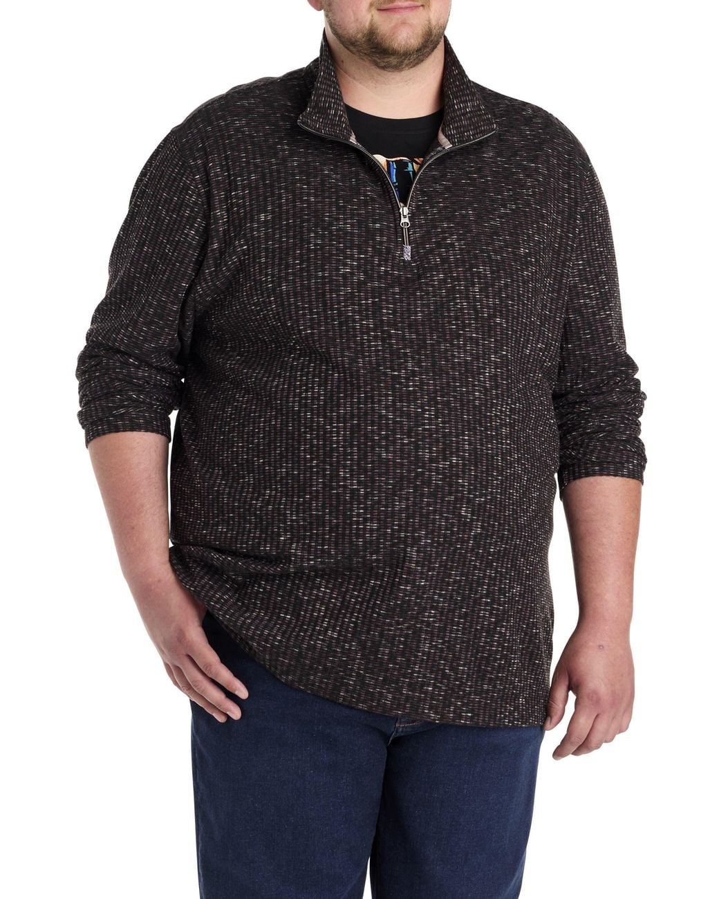 Robert Graham Black Big & Tall 1/4-Zip Pullover for men