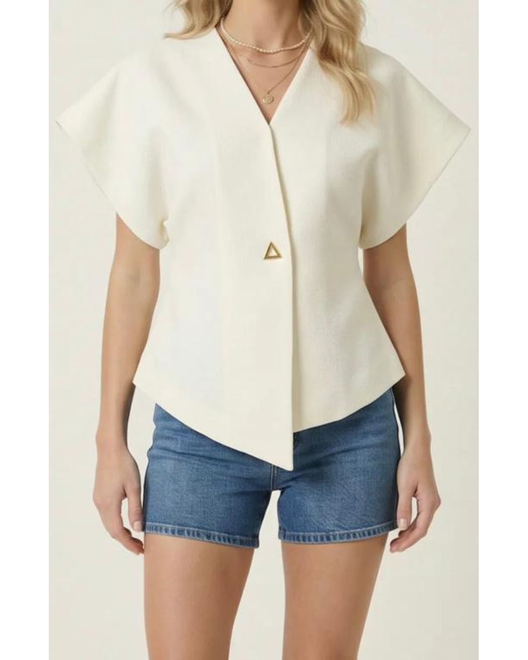 Modenaire Blue Textured Wrap Top
