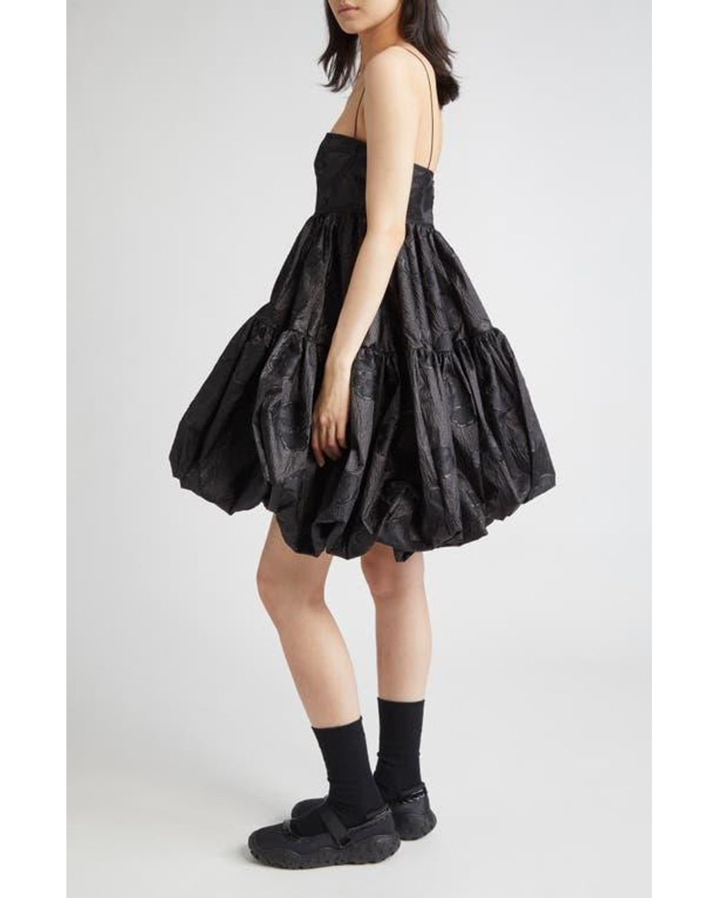 【CECILIE BAHNSEN】 Macy Fil-coupé Dress 黒 Cecilie Bahnsen Osha Bustier Bodice Kumo Fil Coupé Dress in