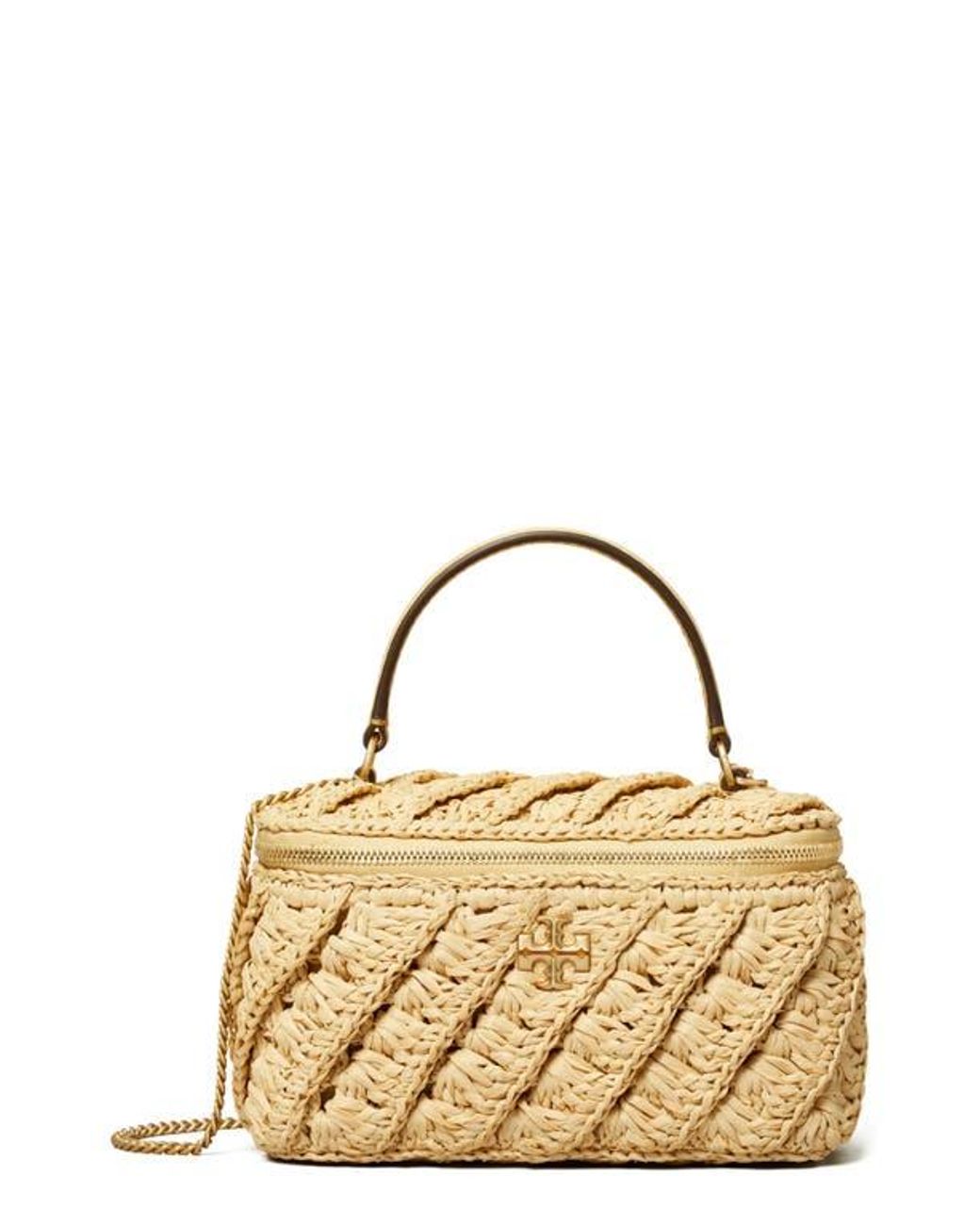 Tory Burch Kira Crochet Raffia Vanity Case in Metallic | Lyst