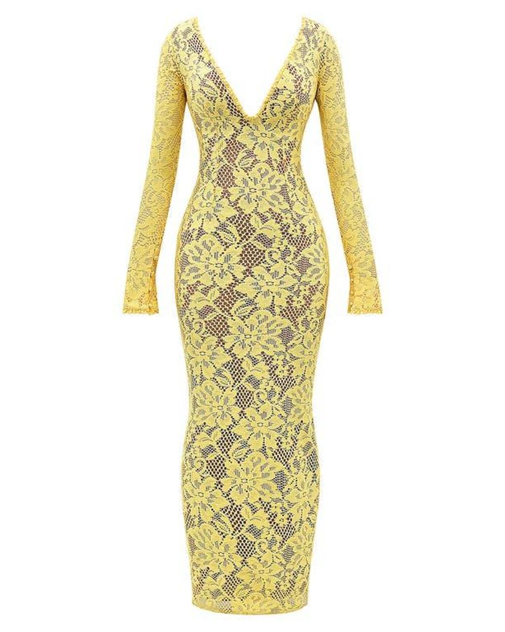House Of Cb Indiana Long Sleeve Lace Maxi Dress in Metallic | Lyst