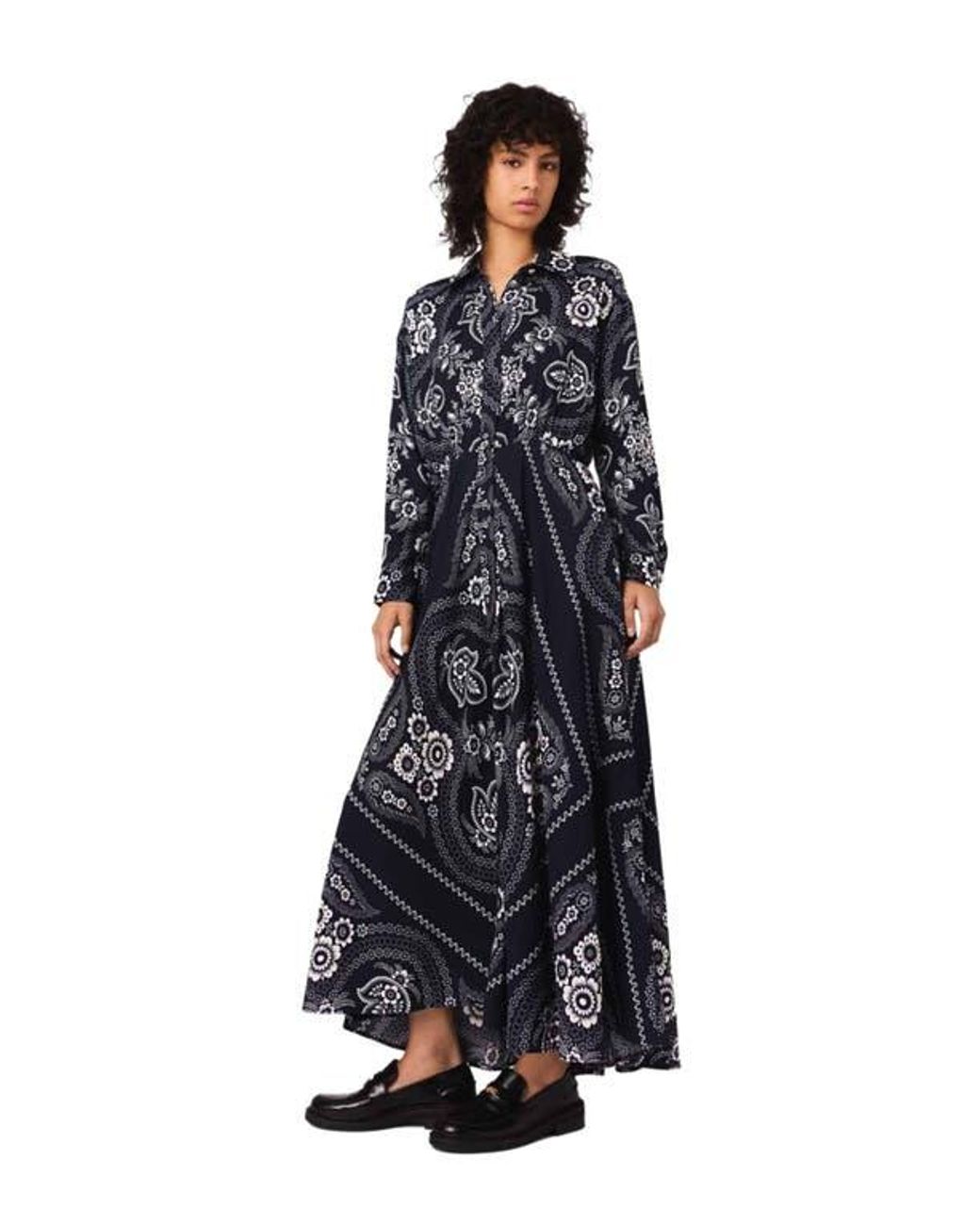 Maje Maxi Bandana Print Dress in Blue | Lyst