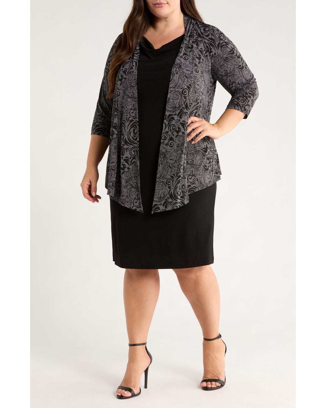 Connected Apparel Black Mock Jacket Dress