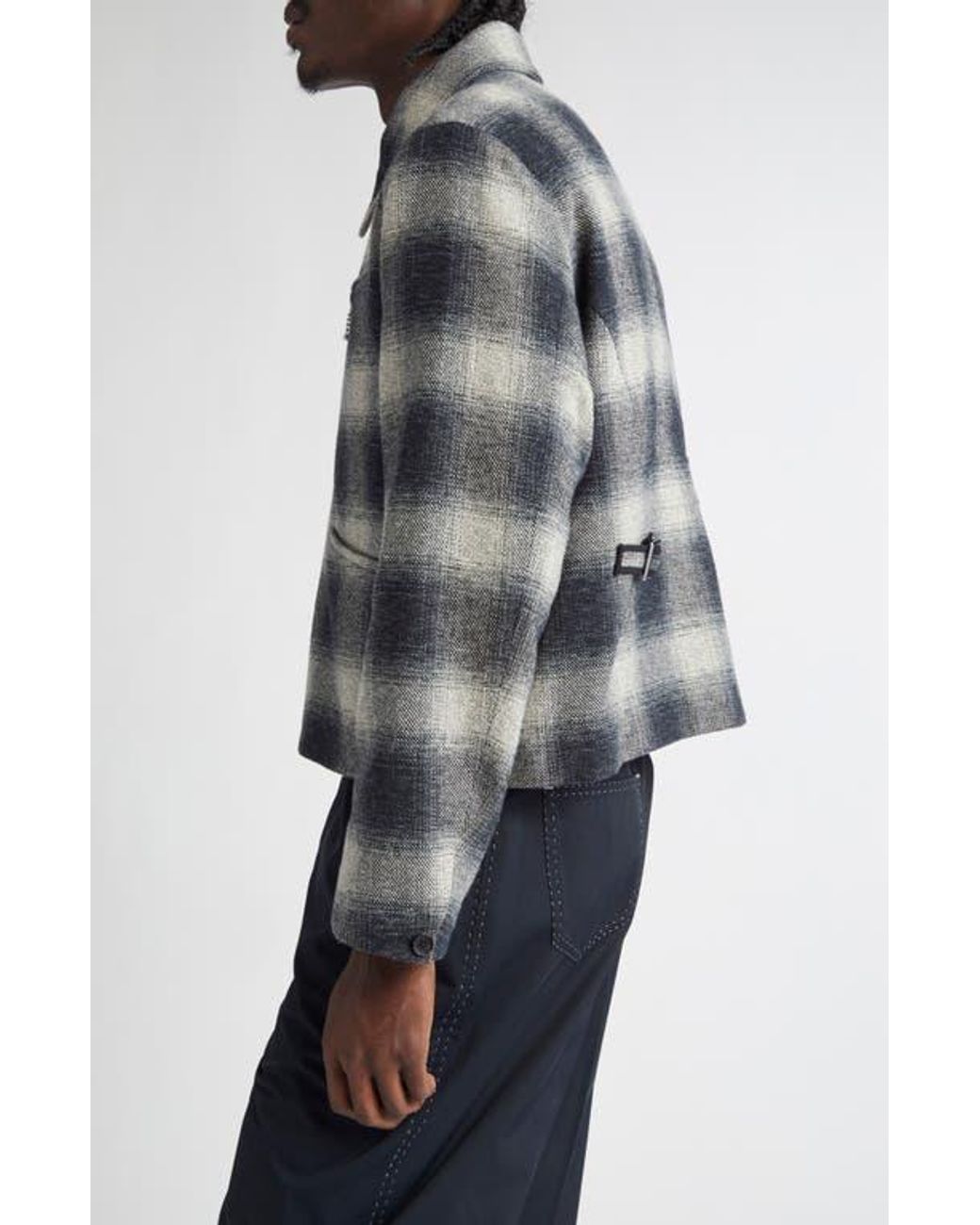 Second Layer Oracle Plaid Virgin Wool Jacket in Black for Men | Lyst