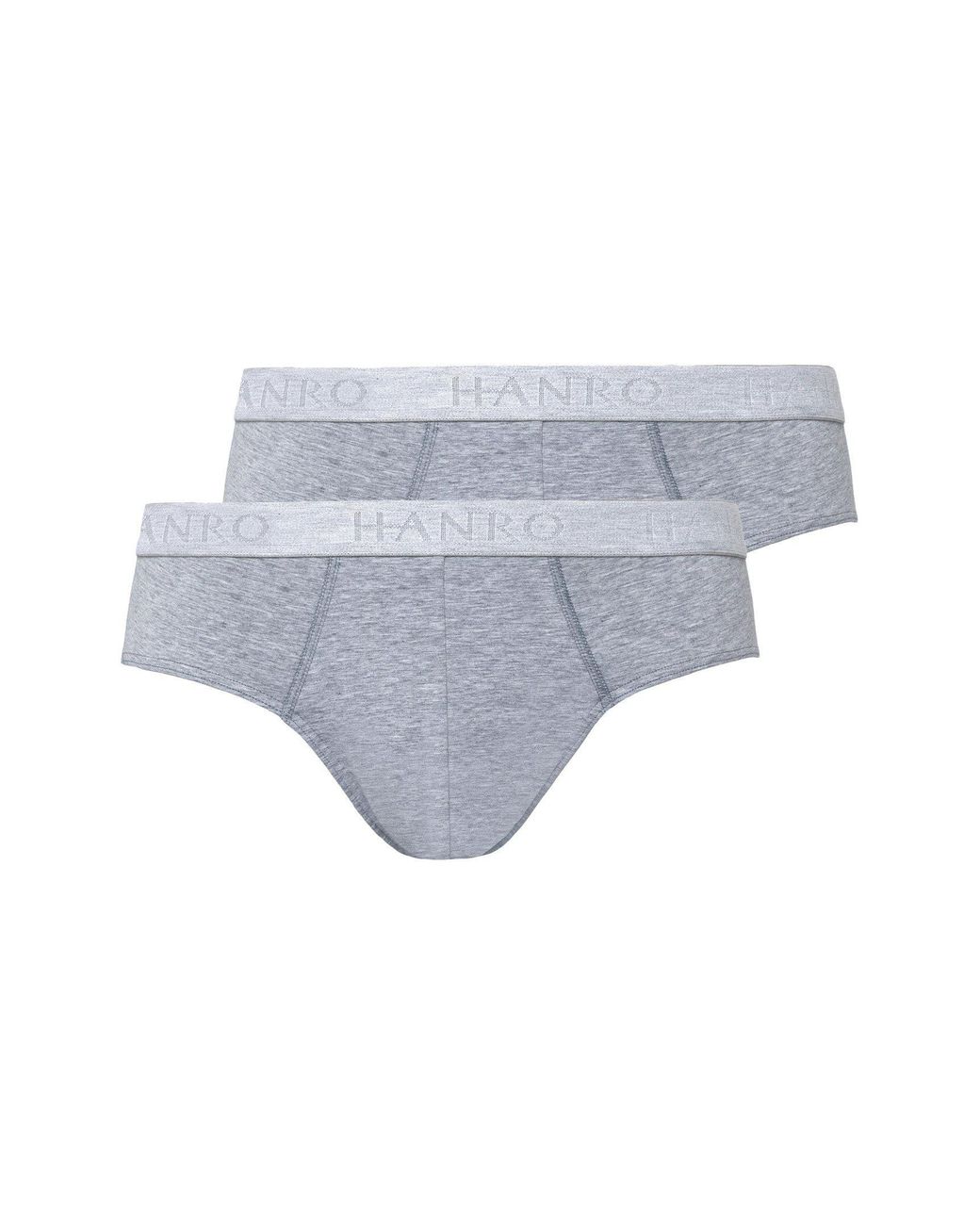 Hanro Gray Cotton Essentials 2-Pack Cotton Briefs for men