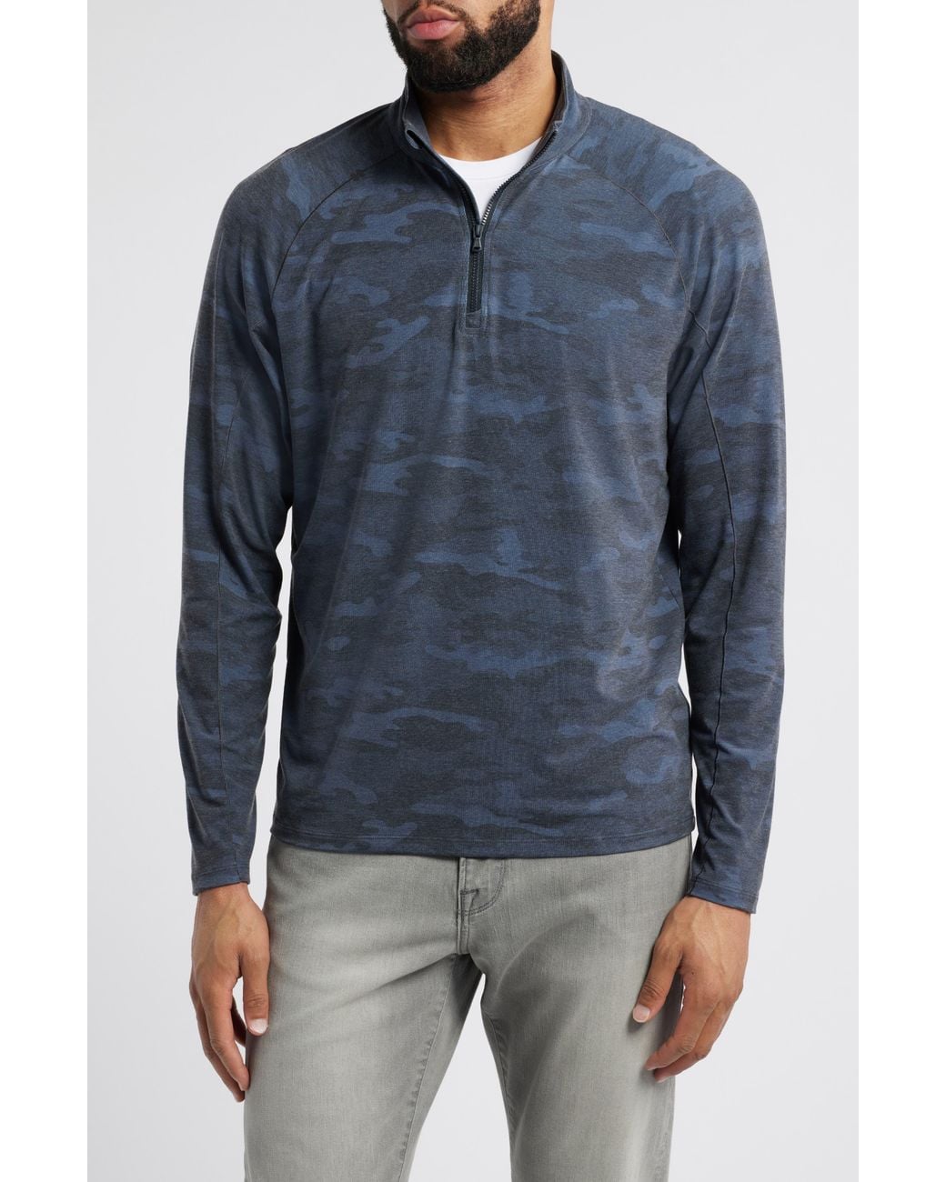 Johnnie-o Blue Patton Camo Half Zip Pullover for men