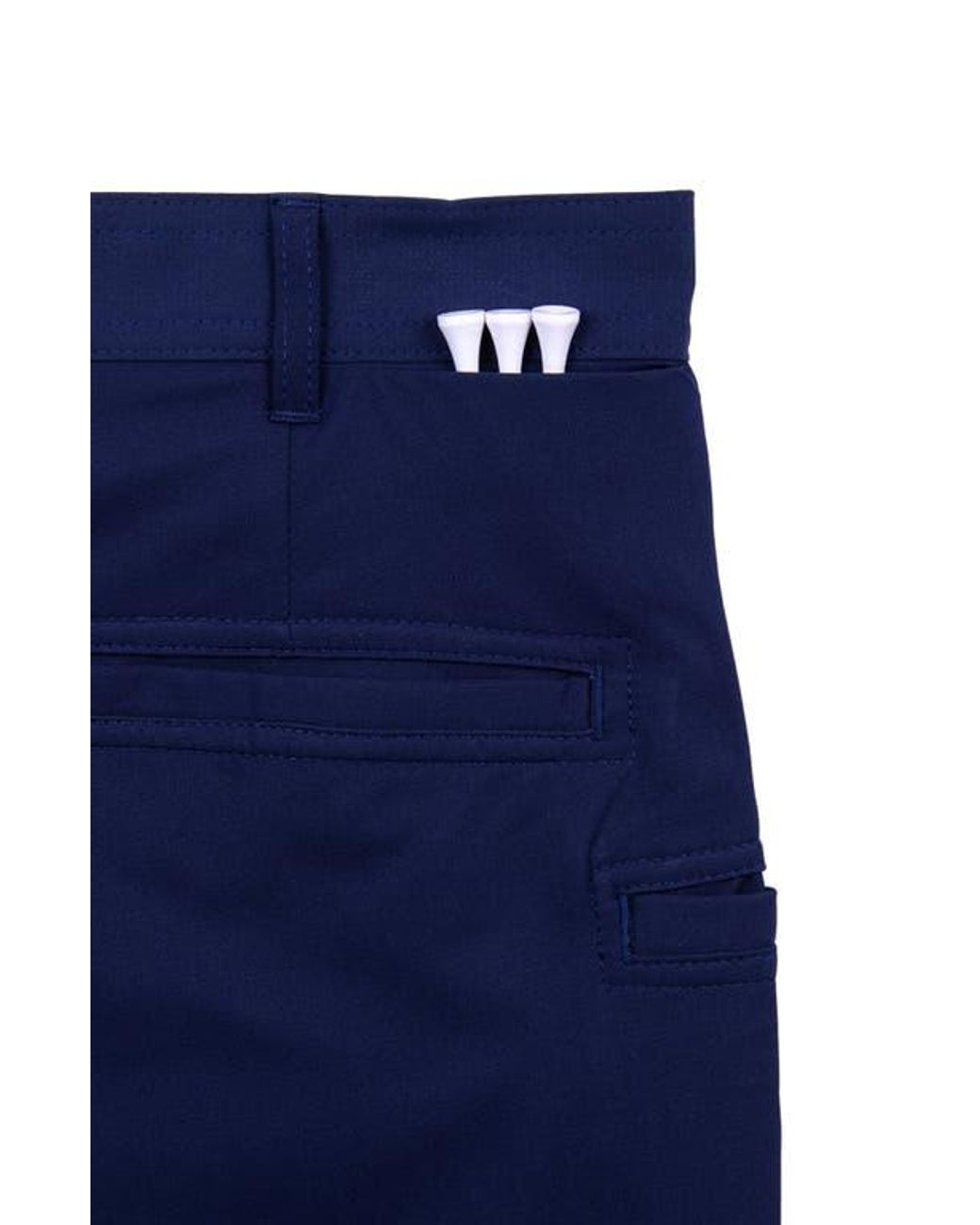 Con.struct Blue Regular Fit Solid Recycled Performance Flat Front Golf Shorts for men