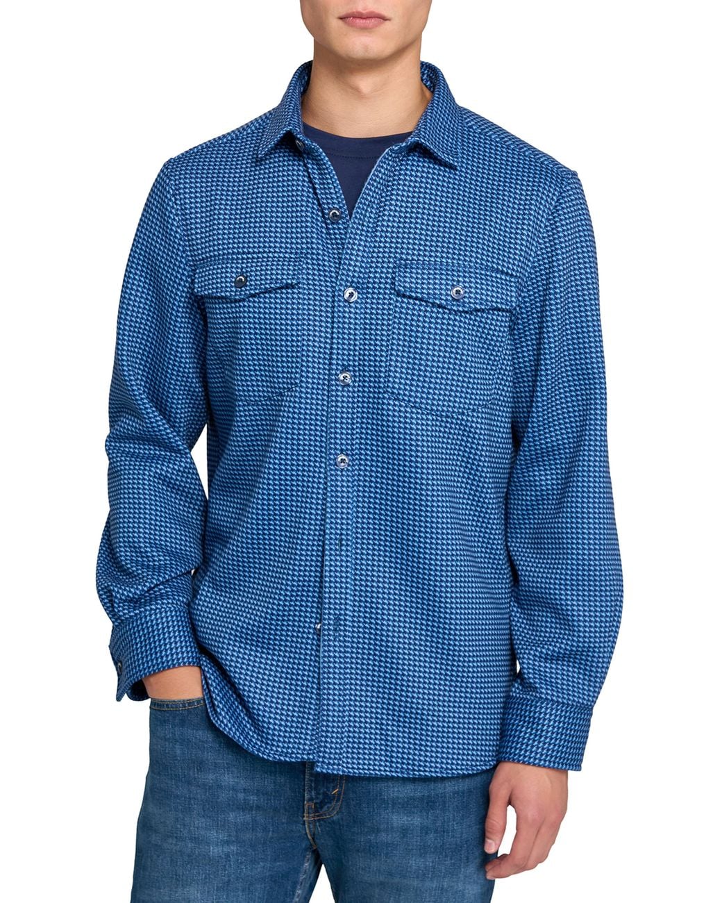Con.struct Blue Houndstooth Shirt Jacket for men
