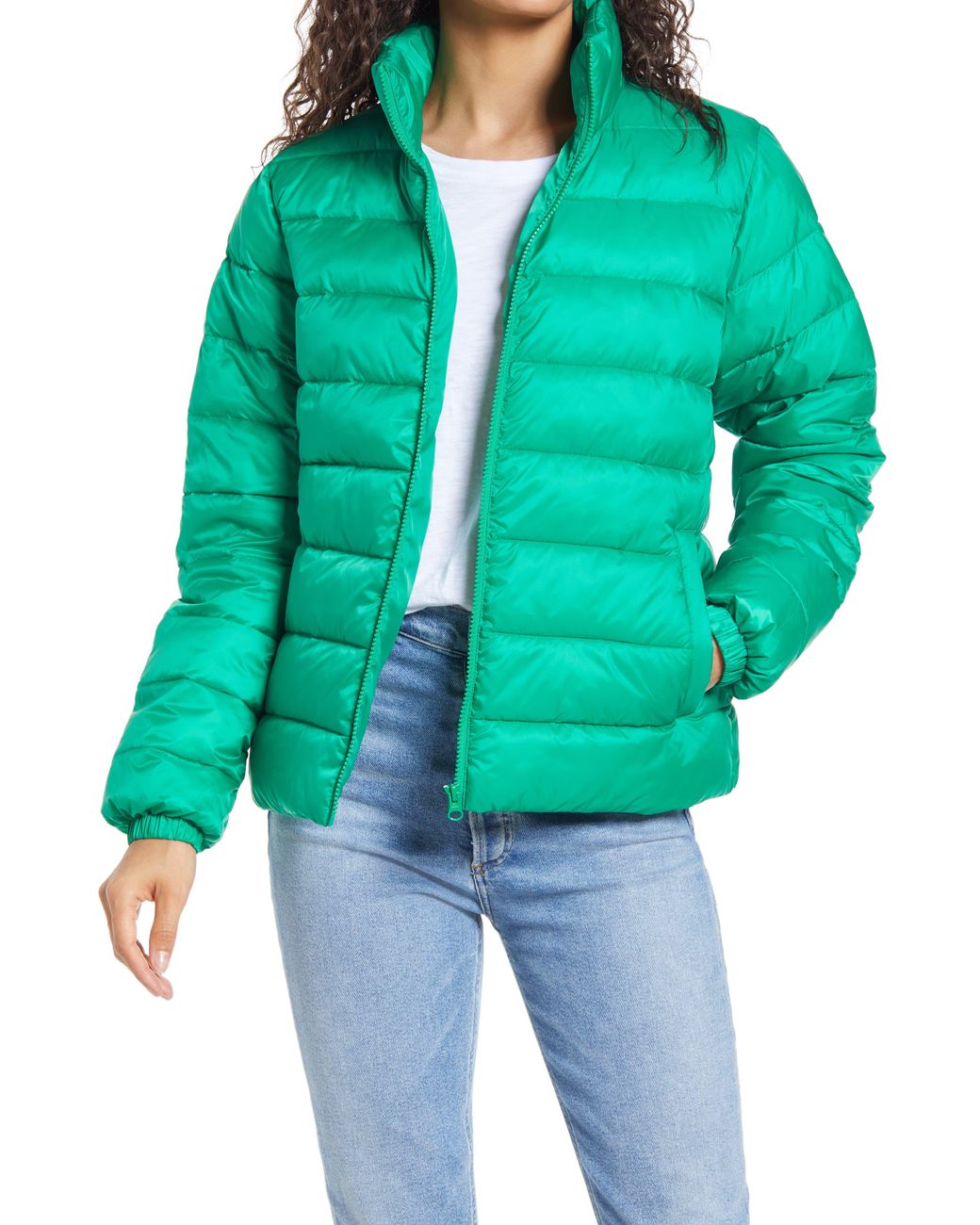 Nordstrom Zip Puffer Coat in Green Bright (Green) - Save 26% - Lyst