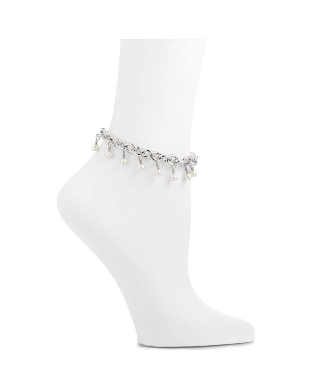 VIDAKUSH White Pearlette Anklet