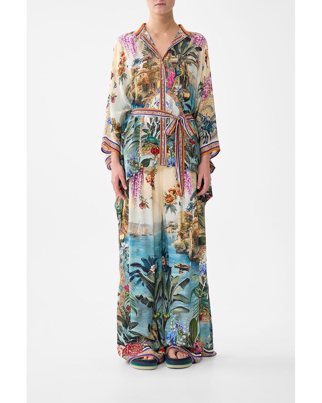 Camilla Multicolor Button Through Scarf Blouse