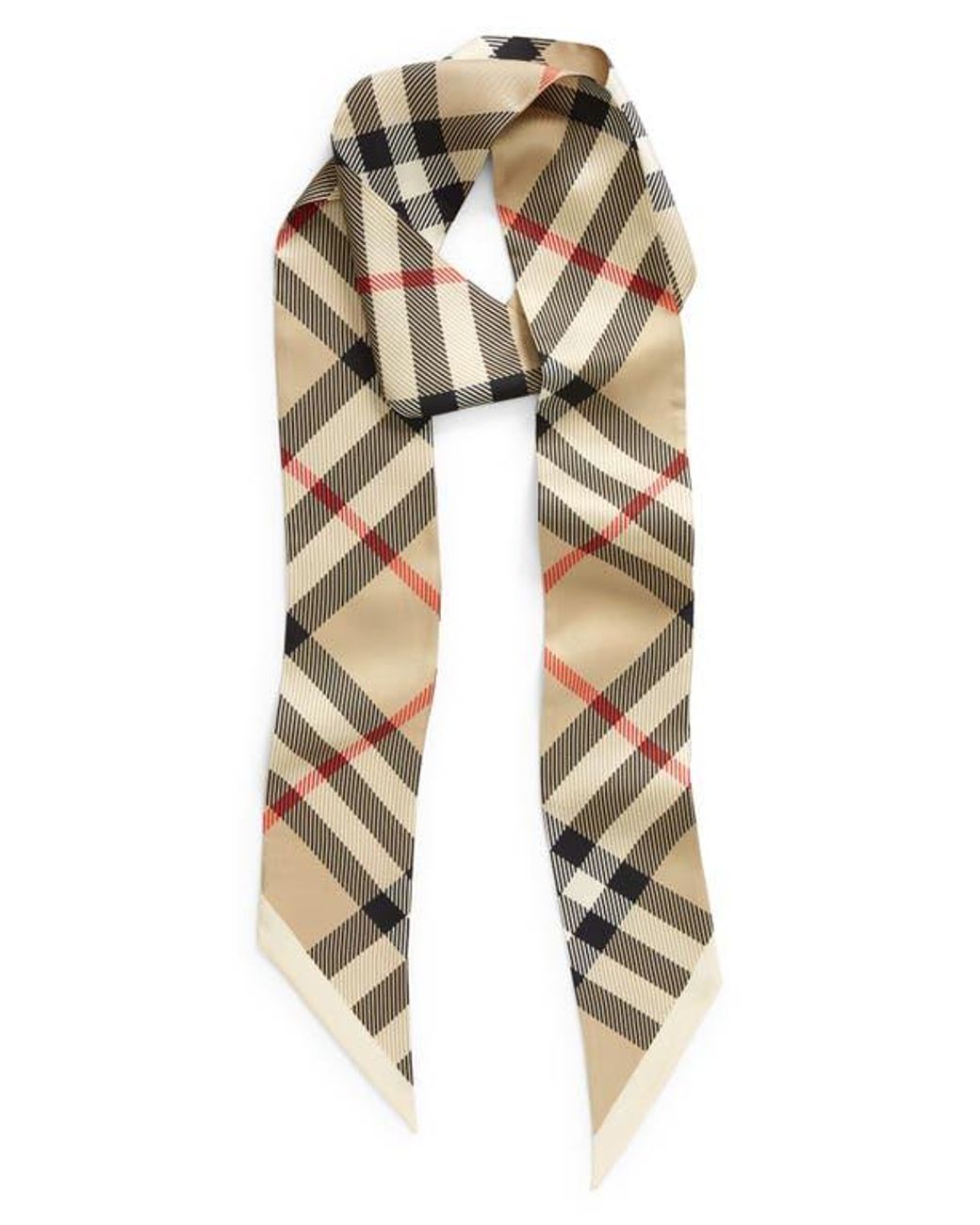 【Burberry】 Skinny Reversible Check Silk Scarf Skinny Reversible Check Silk Scarf in Nutmeg | Burberry