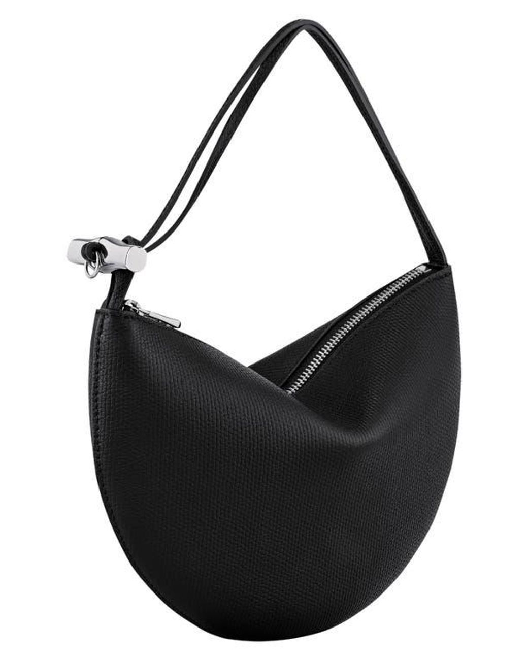 Longchamp Black Le Roseau Leather Wristlet Clutch