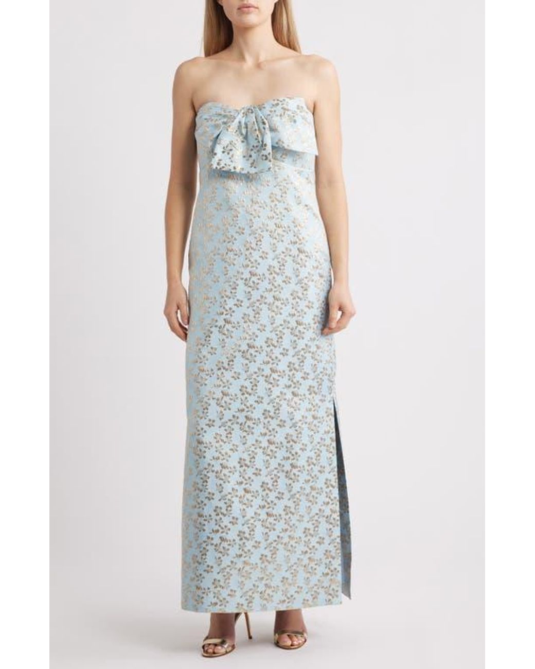 Lilly Pulitzer Carlynn Metallic Jacquard Maxi Cocktail Dress in Gray | Lyst