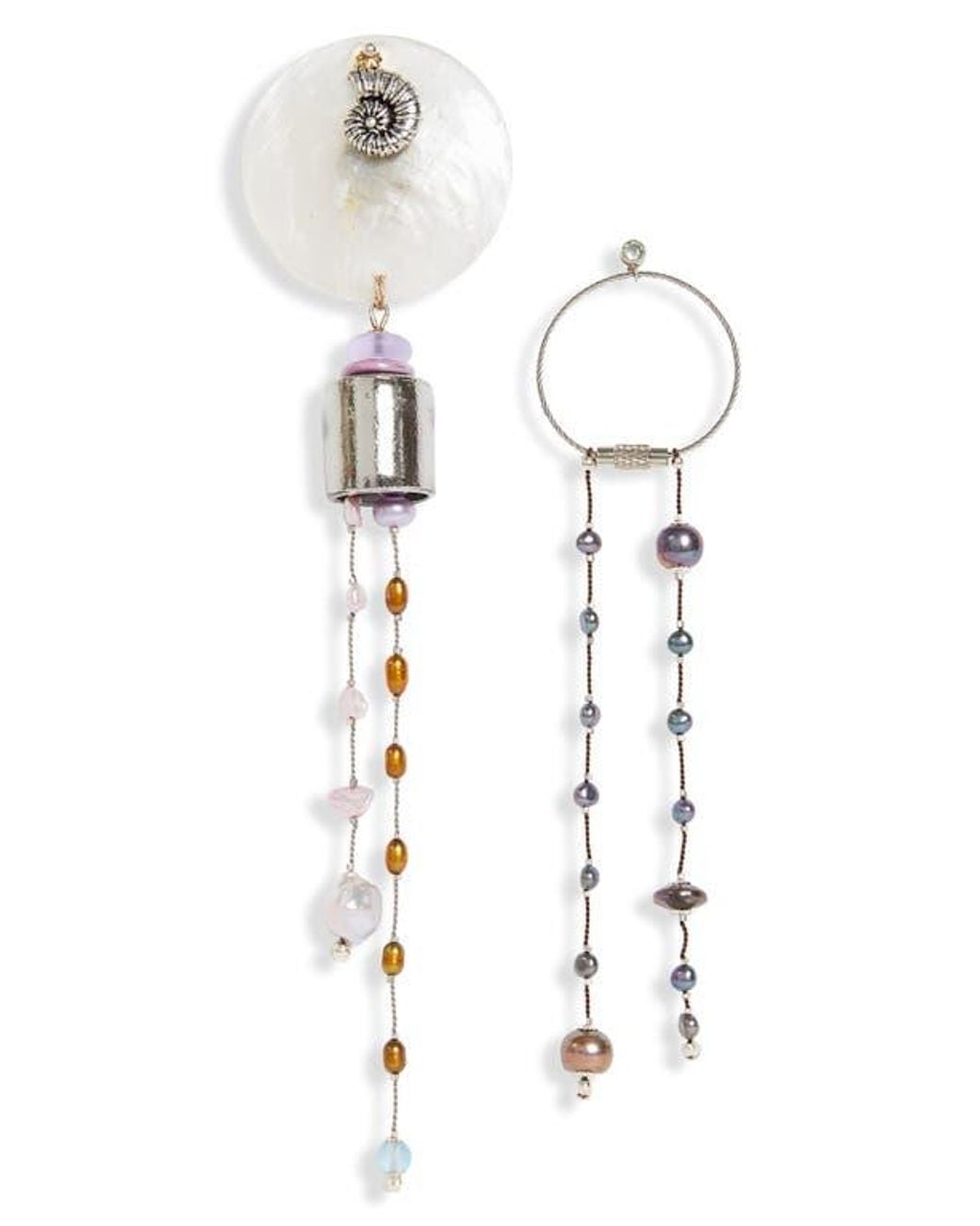 Isshi Sanctuary Mismatched Drop Earrings in White | Lyst