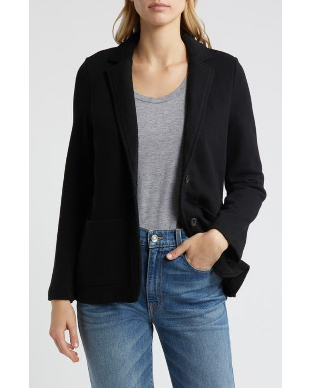 Caslon Relaxed Knit Blazer in Black Lyst