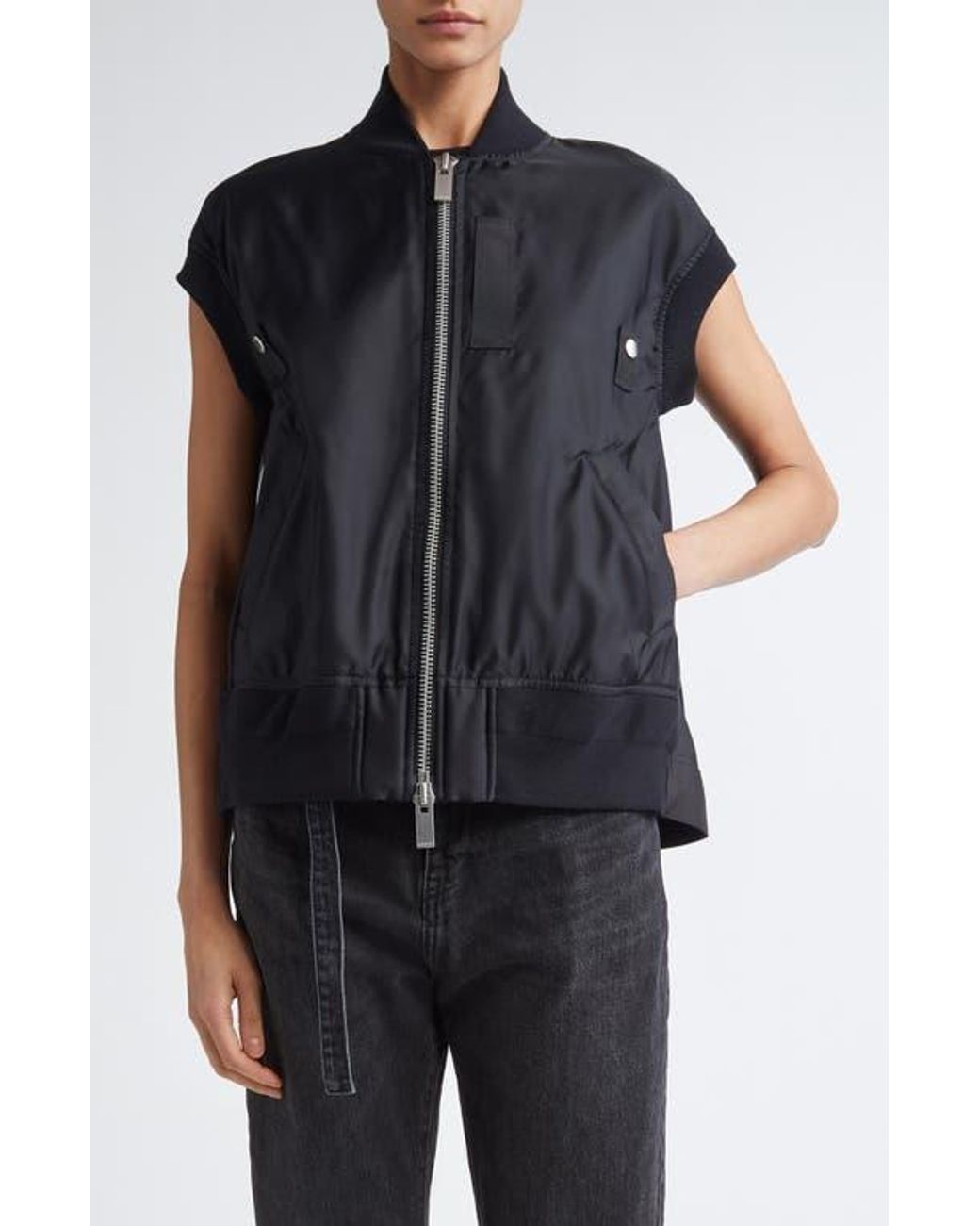 ■sacai■サカイ■Short Sleeve Nylon Twill Bomber Jacket■ Sacai Short Sleeve Nylon Twill Bomber Jacket | Nordstrom