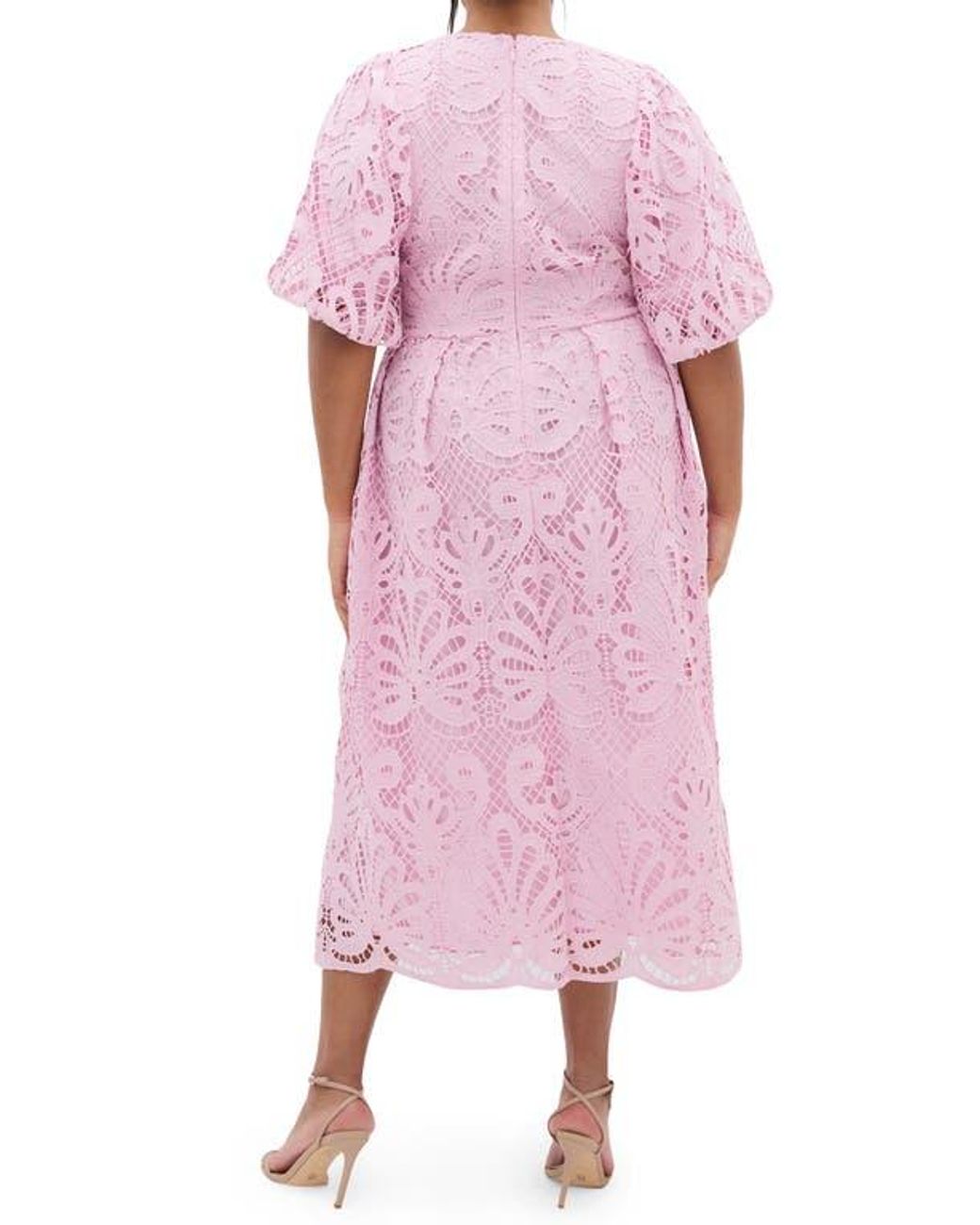 knee length dresses for ladies Katalina Pink and White Lace Mini Dress - US 6 main image 1