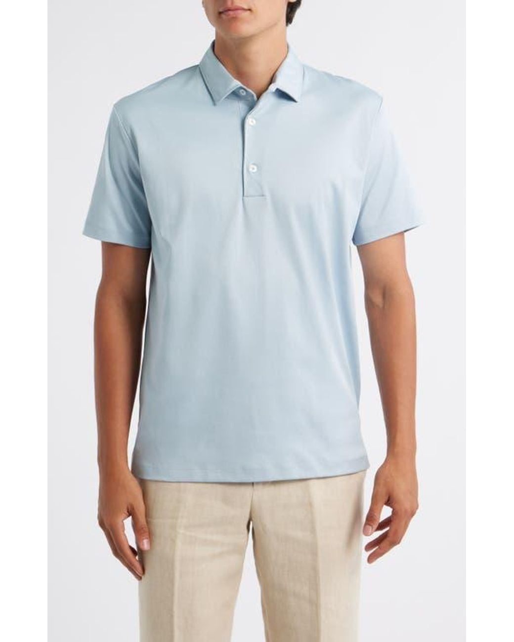 Aurélien Blue Aur1 Solid Cotton Polo for men