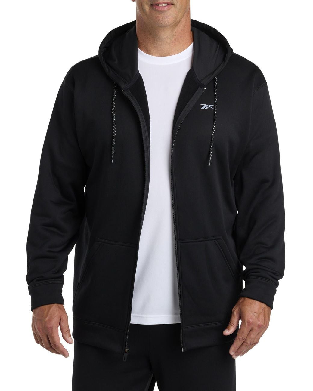 Reebok Black Performance Zip-Front Hoodie for men