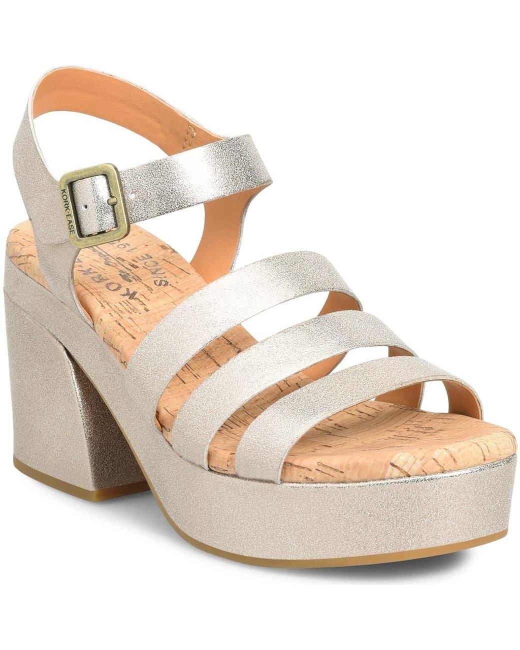 Kork-Ease Metallic Pasha Ankle Strap Platform Sandal