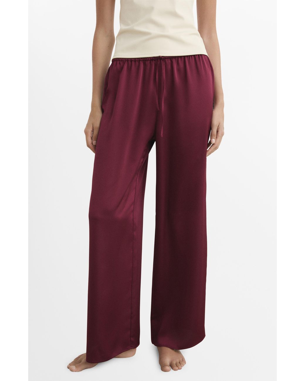 Mango Red Satin Pajama Pants