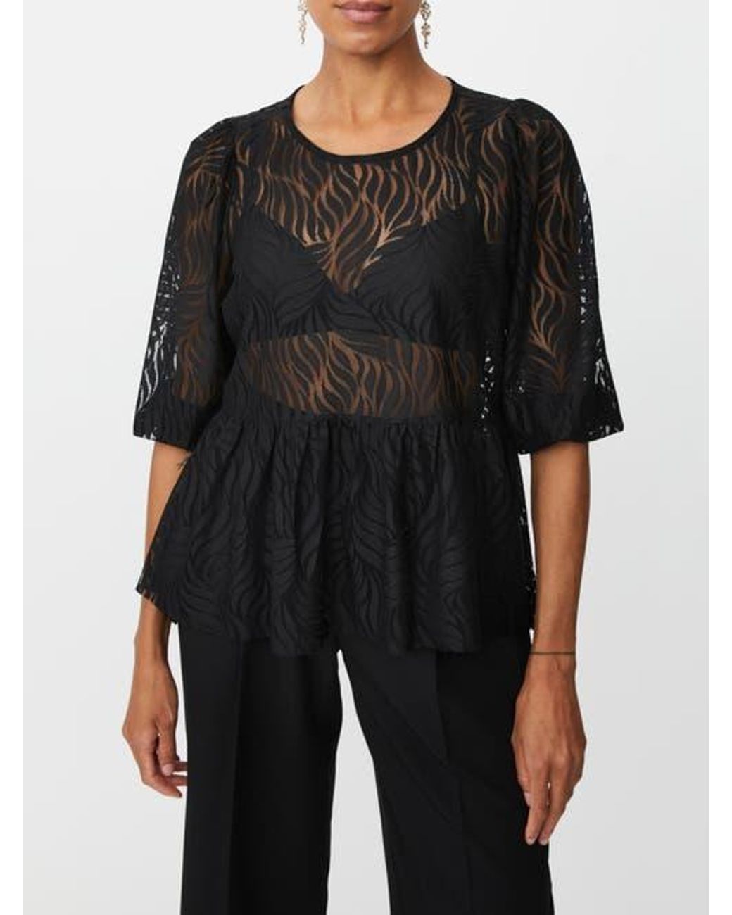 Masai Black Lace Peplum Top