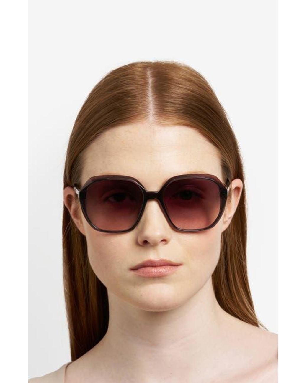 Fossil Brown 54Mm Gradient Rectangular Sunglasses