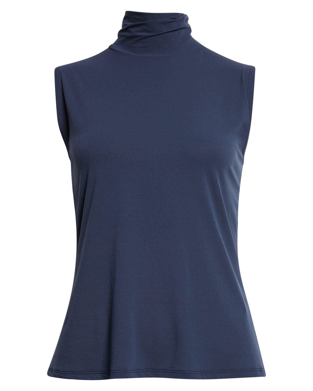 St. John Blue Sleeveless Jersey Turtleneck Shell