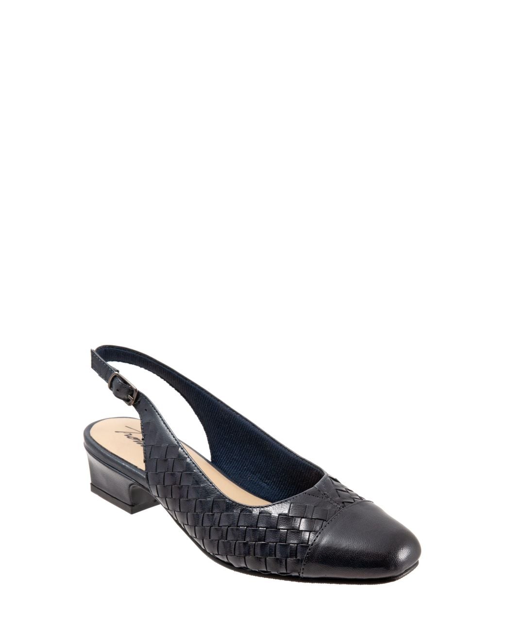 Trotters Blue Dea Woven Slingback Pump