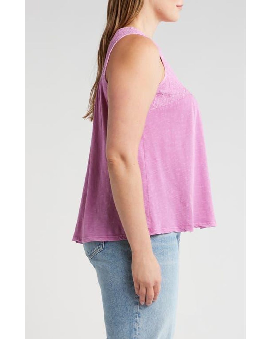 lucky brand embroidered yoke top