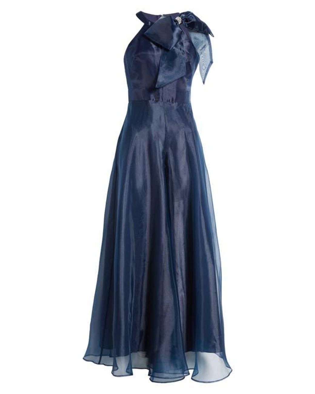 Eliza J Bow Detail One-Shoulder Taffeta Jumpsuit in Blue | Lyst