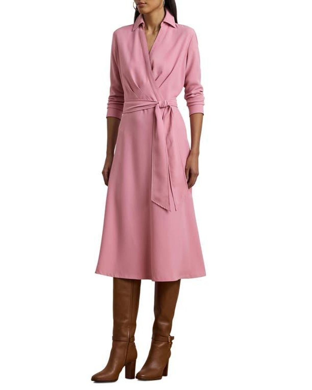 【Ralph Lauren】Surplice フェイクラップ 長袖 Midiワンピース Ralph Lauren Surplice Georgette Midi Dress | Bloomingdale's