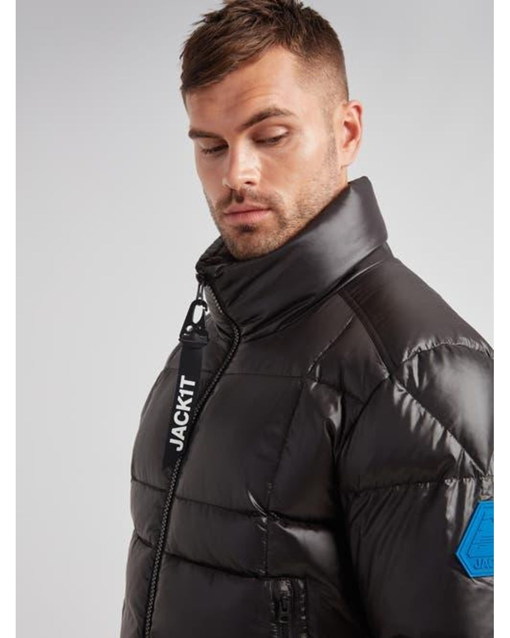 Jacket Gray Ez Boxed Funnel Neck Puffer Jacket for men