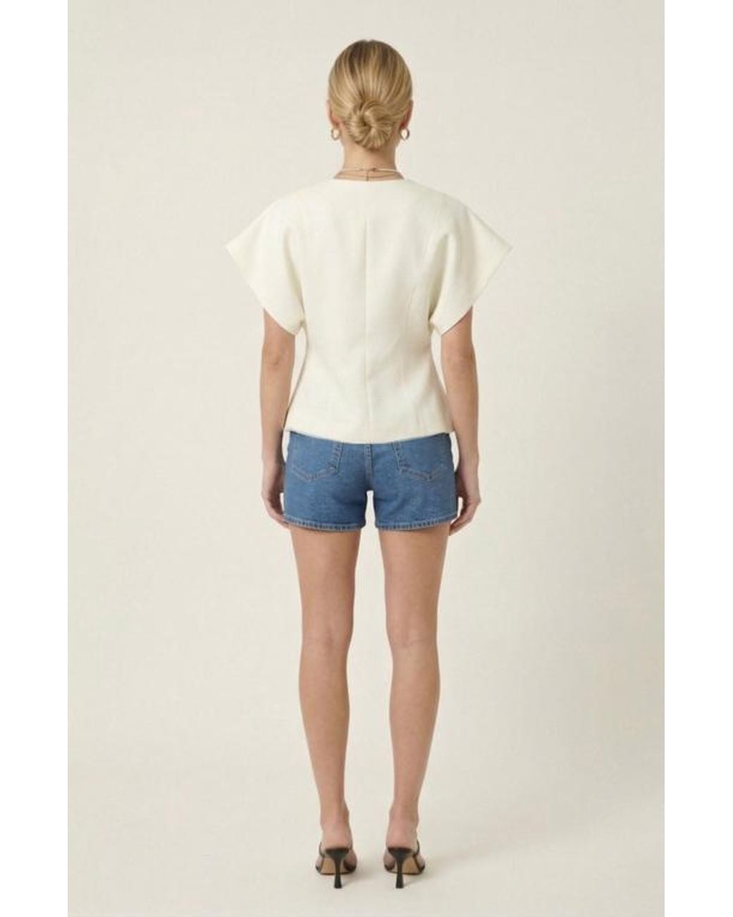 Modenaire Blue Textured Wrap Top
